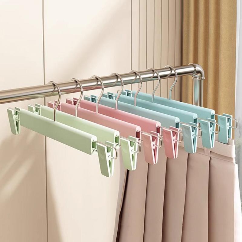 10PCS Clothes Hangers with Adjustable Clips 4 Color Options Space Saving for Travel Home Wardrobe Clothing Organizer