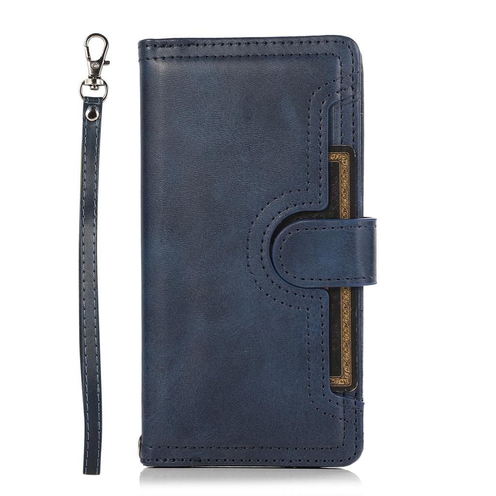 For Samsung Galaxy S25 Case Split Leather Magnetic Wallet Phone Protector with Wrist Strap