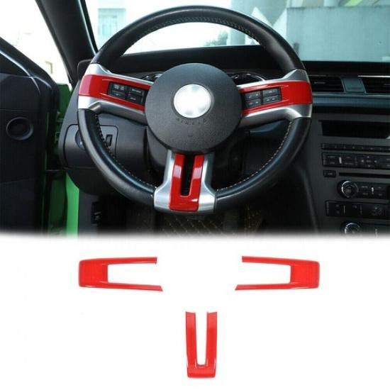 Red Steering Wheel Frame Decor Trim Cover Accessories for Ford Mustang 2009-2013