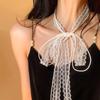 Korean Fashion Sweet Lace Scarf Bowknot Neckwear Women Summer Thin Mesh Flower Long Small Scarf Versatile Neckband Accessories