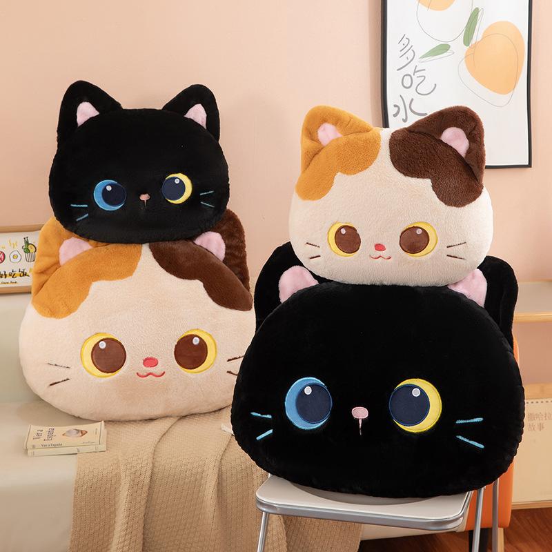 Cute Black Cat Sofa Three Flower Cat Throw Pillow Children's Plush Cat Gift