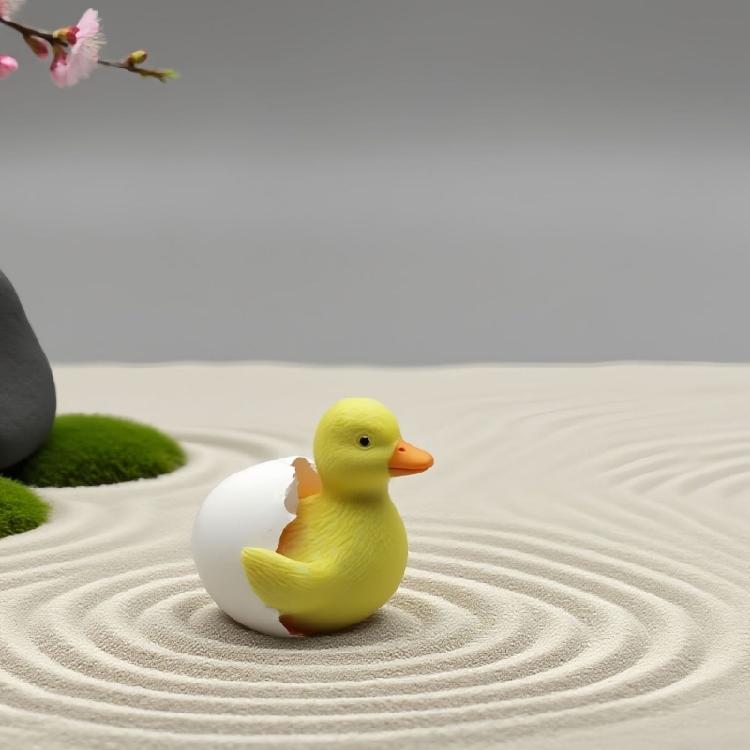 Cartoon Duck Hatching From Eggs Statue Ornament Resin Figurine For Plant Decoration And Room Scene Setting Accessories