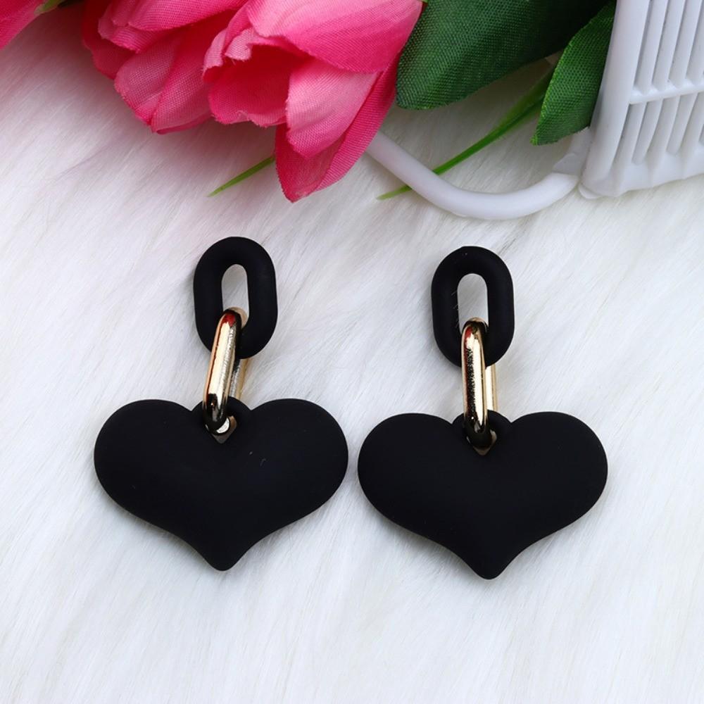 

Pinkdudu Candy Colorful Heart Shape Acrylic Earrings Simple Trendy Chain Drop Earrings Women Jewelry PD2286 M чёрный