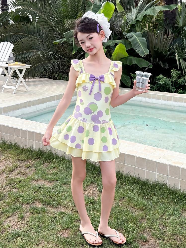 Girls' Sports Swimsuit with Princess Skirt Style