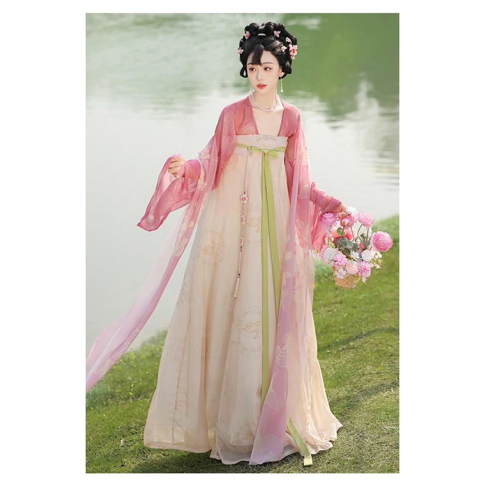 Chinese Original Tang Dynasty Hanfu, Elegant Flowy High Waist Ruqun Set for Women, Spring & Summer