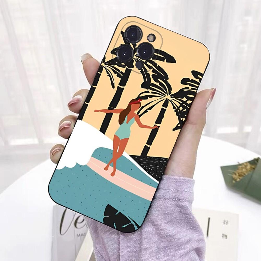 Surf Girls Phone Case For iPhone 15 6 7 8 Plus 11 12 13 14 Pro SE 2020 MAX Mini X XS XR Back Funda Cover
