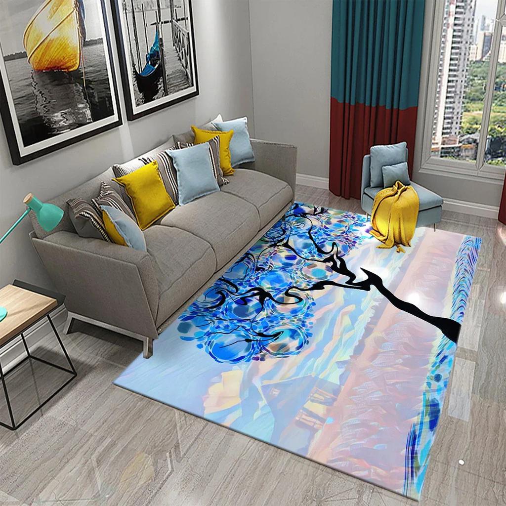 3D Colorful Abstract Tree Carpet for Kitchen Bathroom Entrance Non-Slip Carpet Living Room Balcony Bedroom Decor Floor Mat Rugs