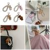 Modern Plush Bear Phone Charm Keychain with Imitation Pearls Bag Pendant Keyring Comfortable to Carry for Daily Use
