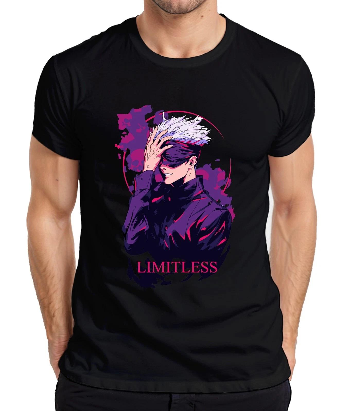LIMITLESS Anime Augenbinde weißes Haar Manga Fan Geschenk Retro Herren T-Shirt XL