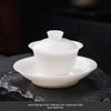 Ice Jade Gaiwan: Large Luxury White Porcelain Tea Bowl & Cup