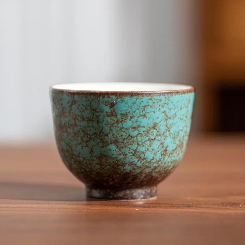 

Чайная чашка в японском стиле, винтажная керамическая маленькая чашка с потрескавшейся глазурью, зеленая ретро-чашка для чая в стиле кунг-фу, фарфоровые чашки и кружки в китайском стиле