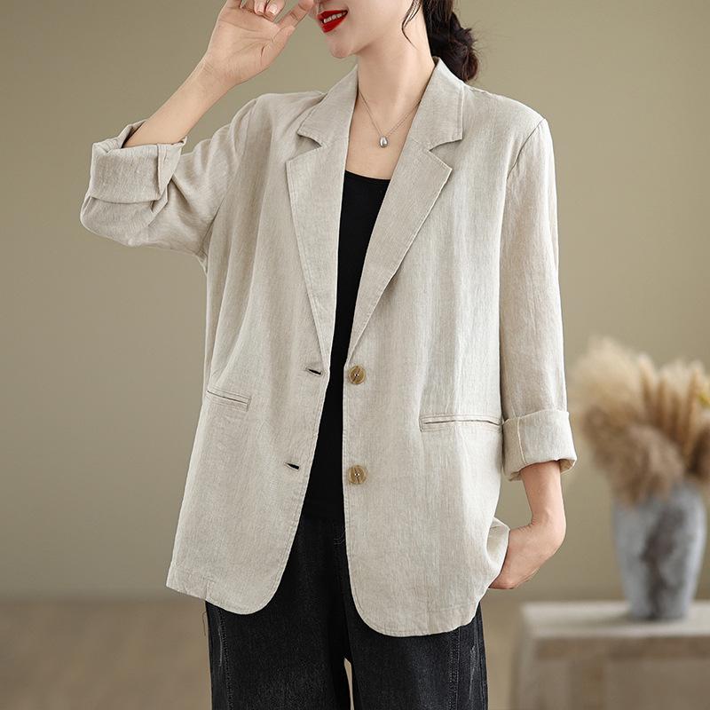 [In Stock] 2025 Spring Artistic Loose Lapel Long Sleeve Women's Suit Jacket