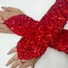 Fuzzy Hook Finger Exposed Finger Glove Red Clothing Performance Glove  Christmas Gifts