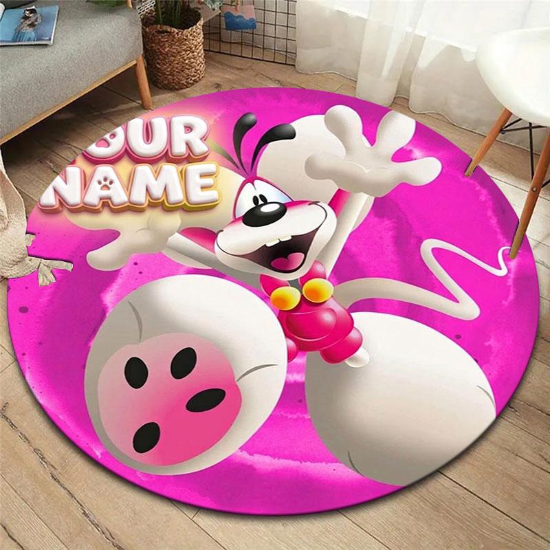 Diddl Custom Name Round Area Rug,Carpet Rug for Living Room Bedroom Sofa Playroom Decor,Non-slip Floor Mat