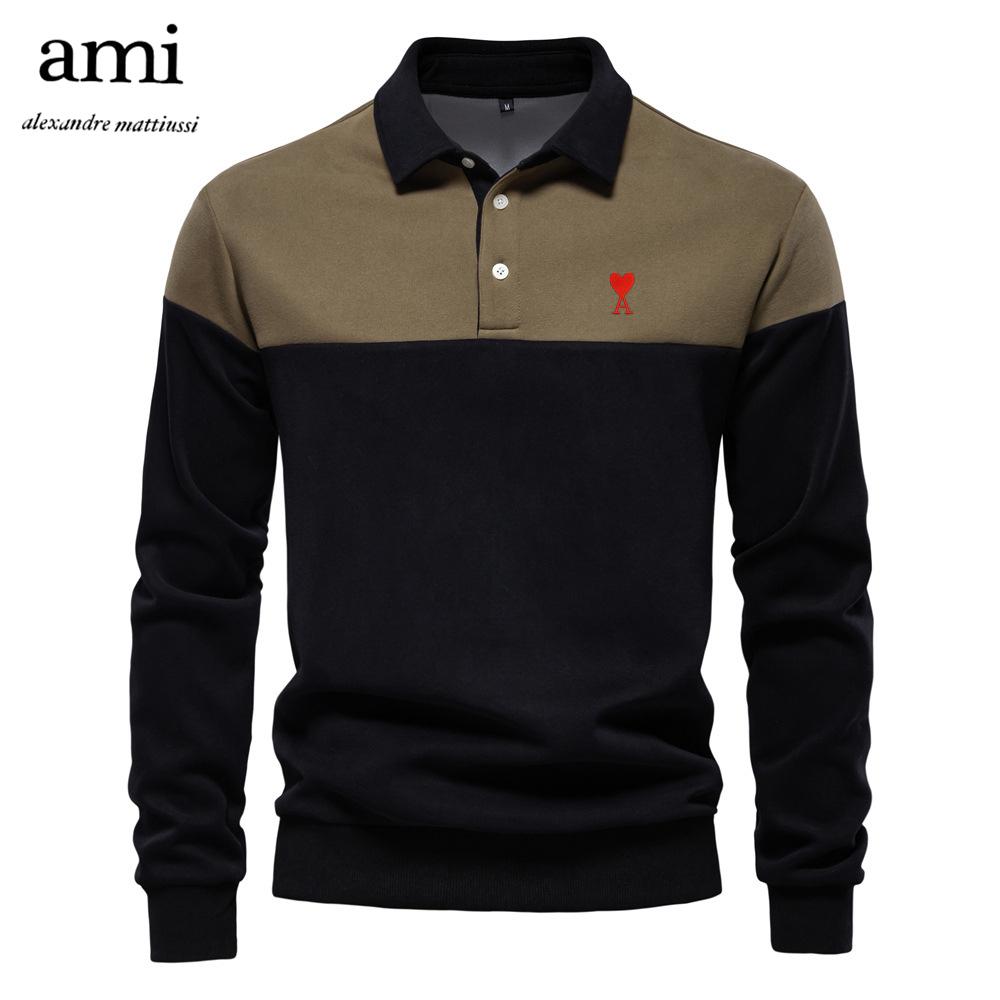 AMI Besticktes Frühling Neues Langarm Polo-Kragen Sweatshirt Herren Übergröße Hohe Qualität Lässig Herren Sweatshirt