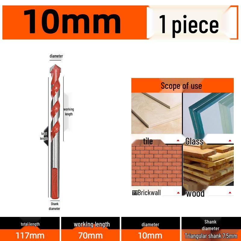6mm Alloy Triangle Drill Bit for Concrete, Glass, and Cement