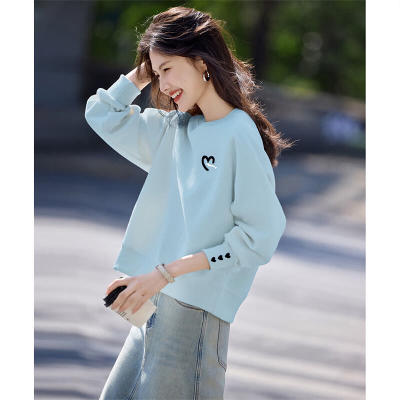 Women's Loose Heart Embroidery Long Sleeve Sweatshirt