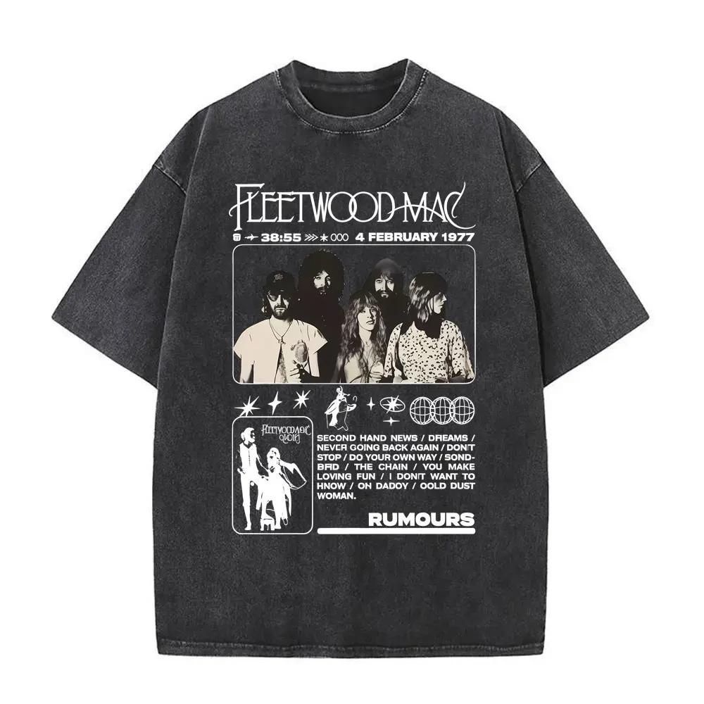 

Hot Sale Fleetwood Mac Rumours Stevie Nicks Graphic Print Tshirts Unisex Women Vintage Washed Cotton Summer New Tee Oversized Tops 2XL