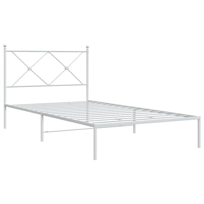 VidaXL Cadre de lit métal sans matelas et tête de lit blanc 100x190 cm 376545