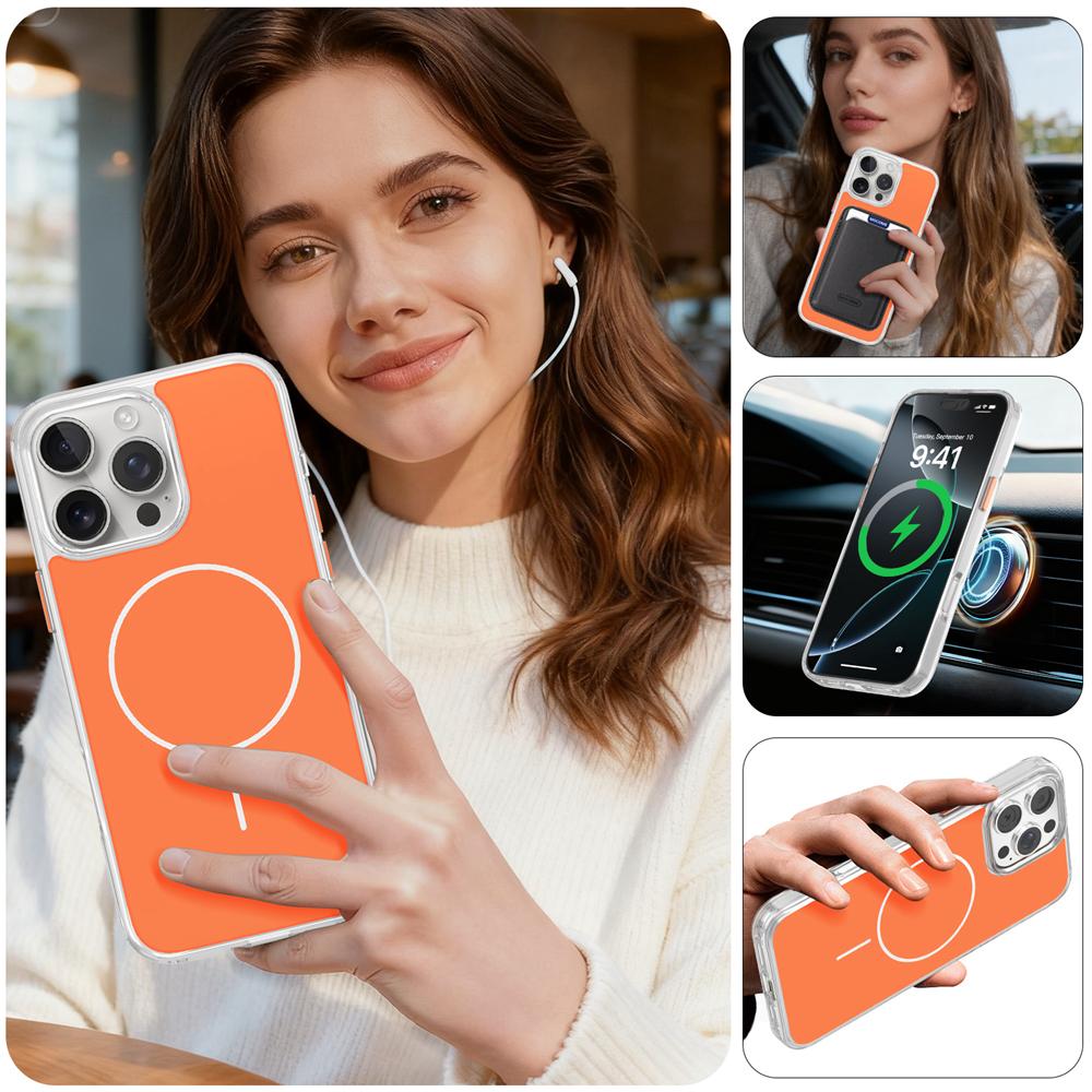 KEYSION Luxury Magnetic Case for MagSafe for iPhone 14 15 16 Pro Max Soft TPU+PC Wireless Charging Shockproof Phone Back Cover