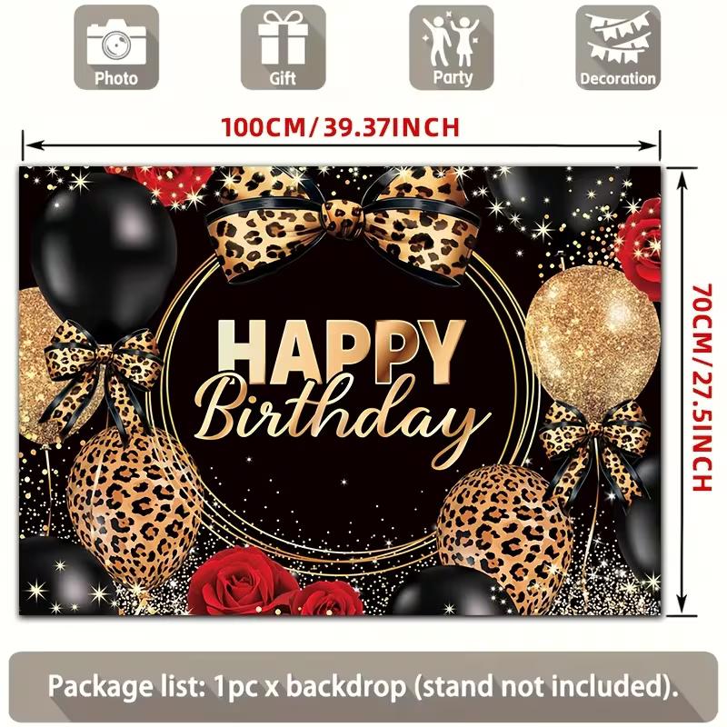 2D Wild Leopard Print Birthday Backdrop Adult Party Photoshoot Background