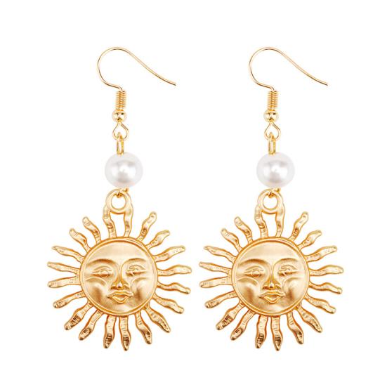 

Women Fashion Sun Smiling Face Faux Pearl Drop Dangle Hook Earrings Jewelry золотистый