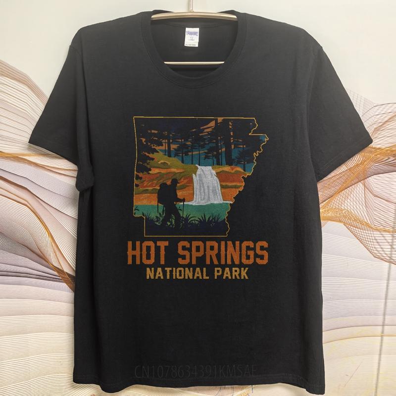 Brand Summer For Her Tshirt Hot Springs National Park Hiker Waterfall Landscape Short Sleeve Adult O Neck Tees Cotton Tshirt