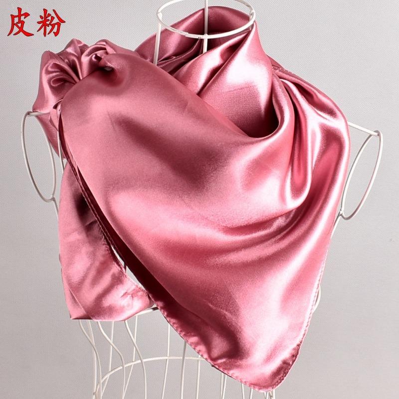 Selected solid color imitation silk generous silk scarf, women's silk scarf 90 * 90 color diced versatile scarf