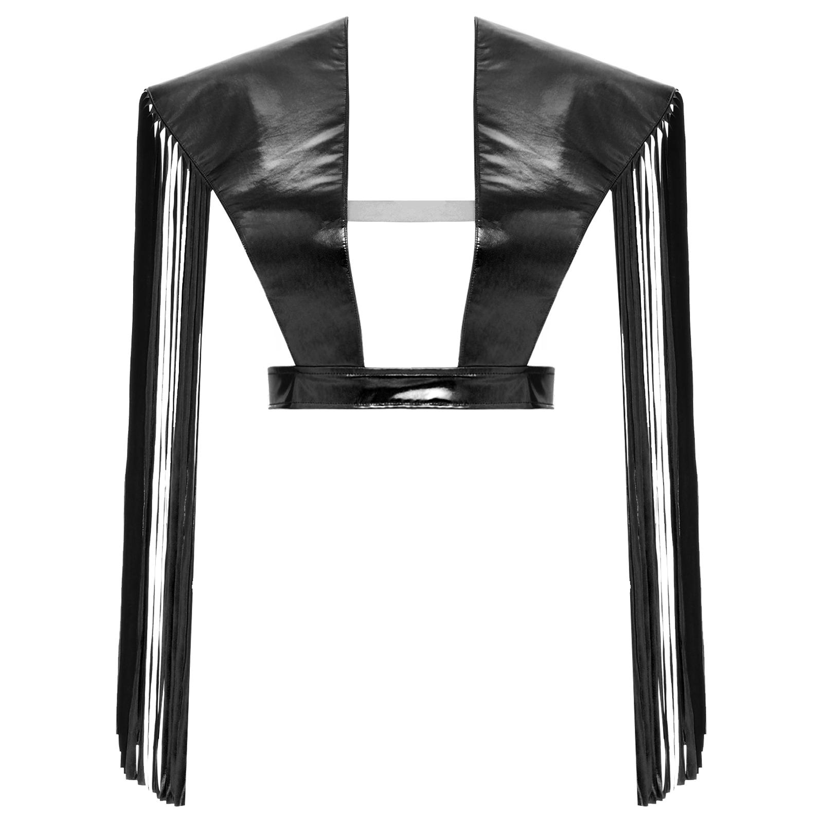 

Unisex Glitter Tassel Shoulder Cape Shrug Armor Shawl Cosplay Accessory S