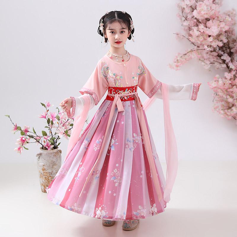 

Язык цветов Династия Тан детский воротник-стойка в китайском стиле летний короткий рукав повседневная длина до талии старинная одежда 110