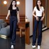 Women's Tencel Denim Blue Jeans: 2026 Summer High Waist Slimming Loose Straight Leg Pants