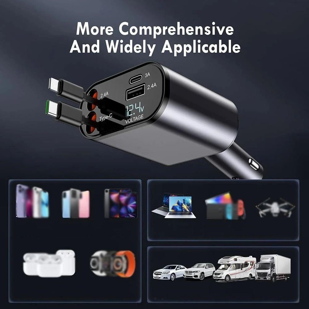 120W Fast Charger Car Phone Charger 4 in 1 Vehicle Mounted Inverter Auto Charger Socket Part Car