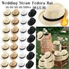 10-50 Stück Stroh-Fedora-Hut Havana Night für Herren Damen Panama Hochzeitsfeier-Hut für Gäste Trilby Kappe mit kurzem Schirm Geburtstagsgeschenke
