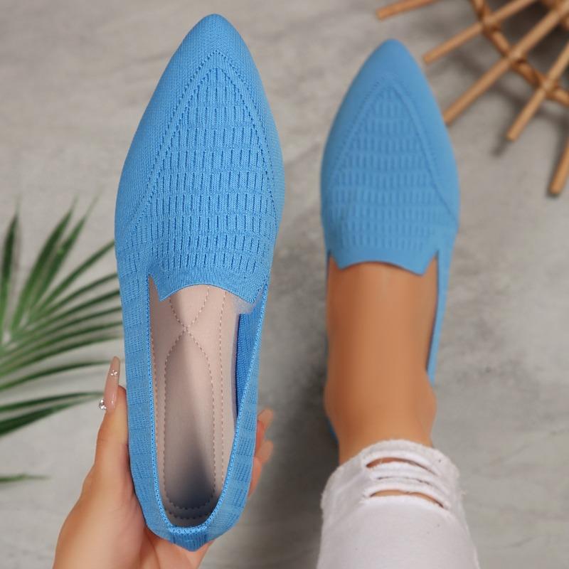 

New Pointed-toe Women s Cloth Shoes with Soft Soles Lightweight and Breathable Woven Fabric Euro code синій