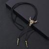 European & American Retro Bull Head Necklace Choker - PU Alloy Bolo Tie for Sweaters & Shirts