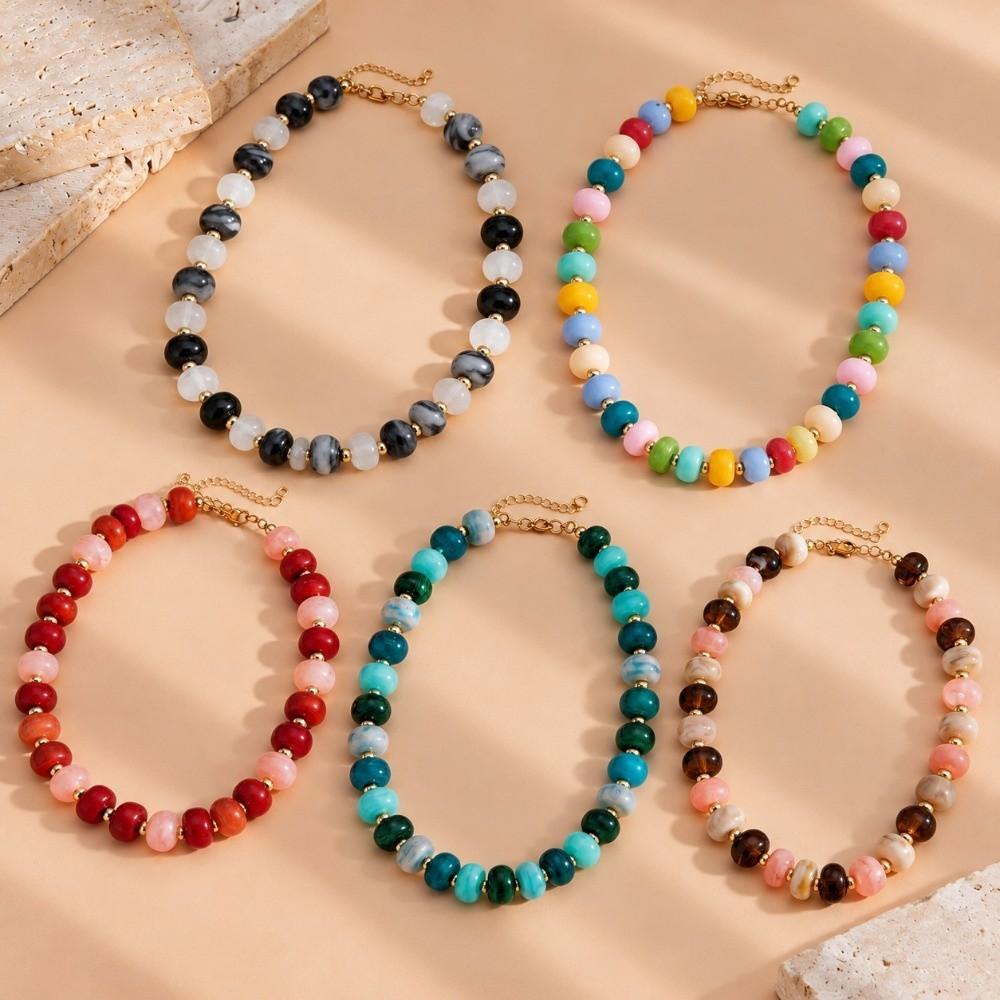 Irregular Bead Beaded Choker Acrylic Material Clavicle Chain Trendy Necklace For Women