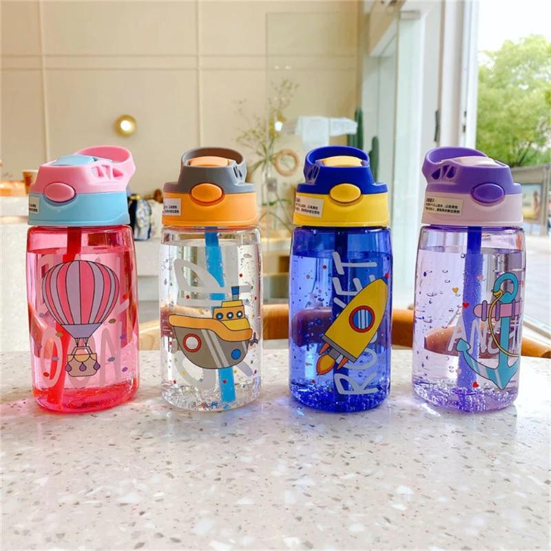 480ml Tazze con Beccuccio per Bambini Borracce Creative Cartoon Tazze per Svezzamento con Cannucce e Coperchi A Prova di Perdite Portatili Bicchieri per Bambini