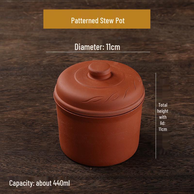 Purple Clay Double-Boiler Stew Pot with Lid - Chinese Retro Health Pot for Stews, Soups, and Steamed Eggs.