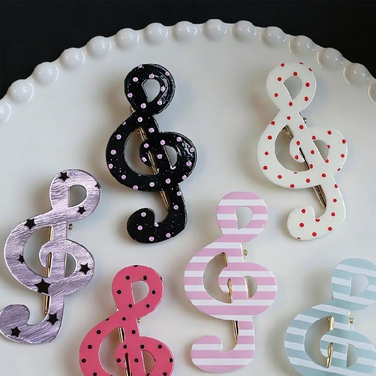 2 Piece Lovely Star Dot Music Symbol Hair Clip Safe Acrylic Hair Decorations Barrettes Present For Kids Adults