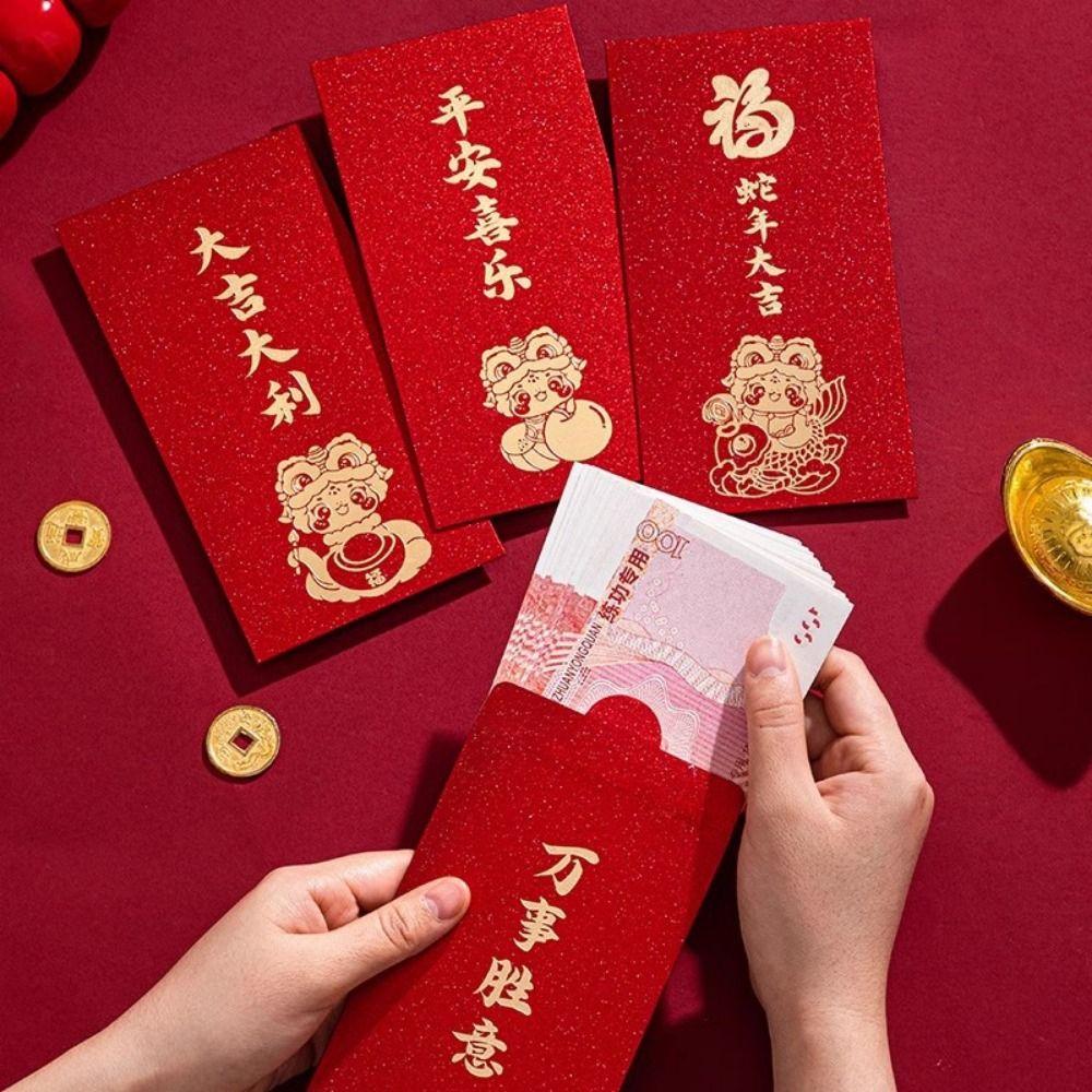 

6pcs/set Traditional Snake Year Red Envelope Cartoon Blessing Hongbao New Year Gifts 6pcs/set