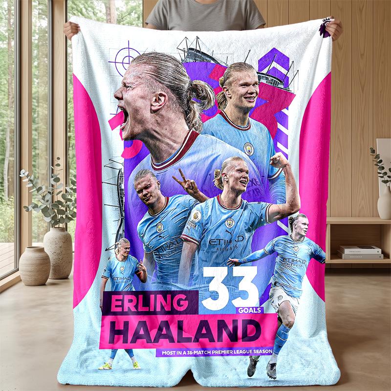 Erling Haaland Theme blanket Soft Flannel Blanket Plush Throw Blanket Cozy Sofa Bed Blanket for Home Decor