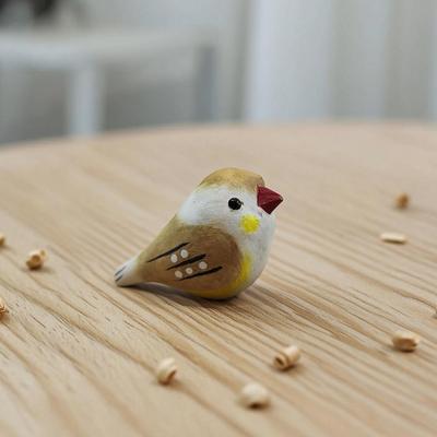 Handmade Bird Figurine Wooden Carving Bird Statue Miniature Wildlife Sculpture for Living Room Office Desktop TV Stand Decor Gifts for Bird Lovers