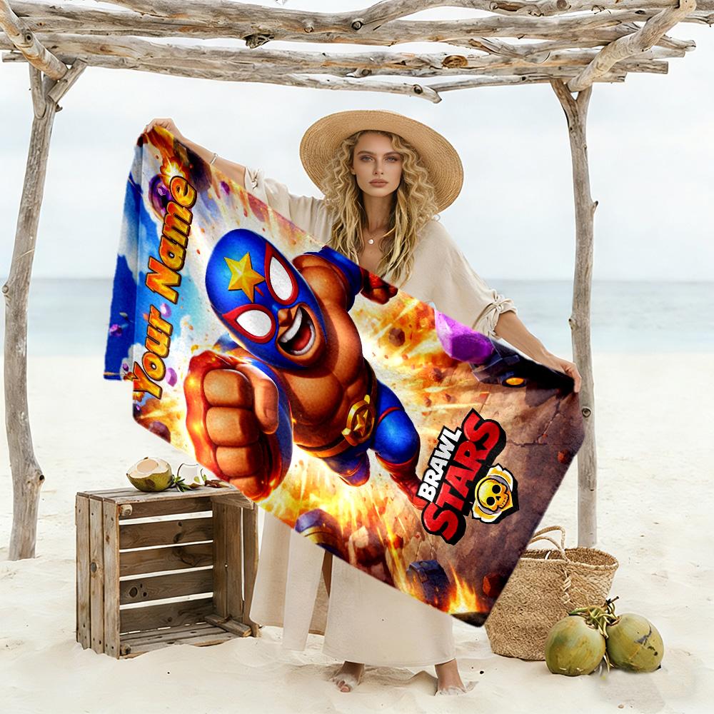 Supercell Customizable Name Beach Towel Super Soft & Absorbent Suitable for Sports Travel Swimming Yoga Bathroom Beach And Pool