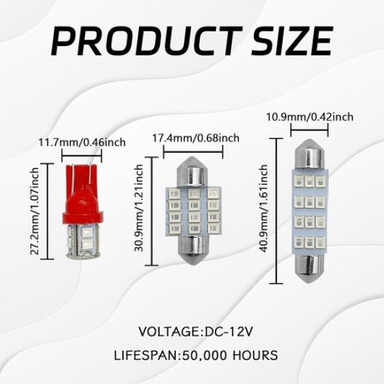 24PCS LED Interior Lights, Interior Dome Light Set T10 31 Mm 42 Mm Replaceme Red