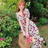 Sophisticated temperament lady vacation style going out dating dress women's summer square collar waist thin medium and long dress