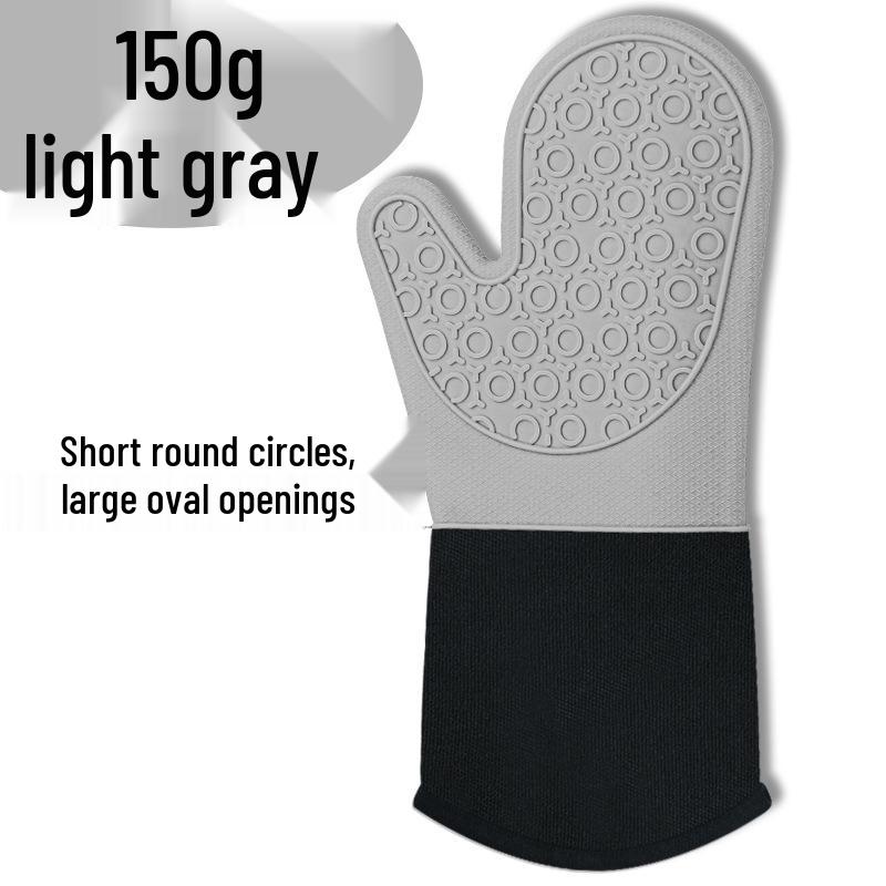 Nine Likes Thick Short Silicone Oven Gloves - Heat Resistant Kitchen Mitts with Two-Finger Design for Baking and Cooking