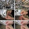 Emergency Thermal Blanket, Aluminum Foil Survival Mat for Outdoor Camping Hiking, Waterproof Windproof  First Aid Rescue Gear
