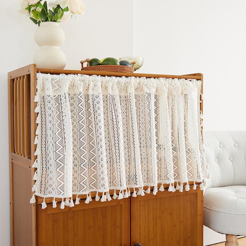 Double Layer High-End Embroidered Kitchen Cabinet Blackout Café Curtain
