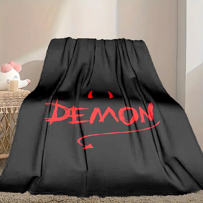 1pc Cozy Print Blanket, Demon Blanket Appropriate for Home Picnic and Travel Adventures