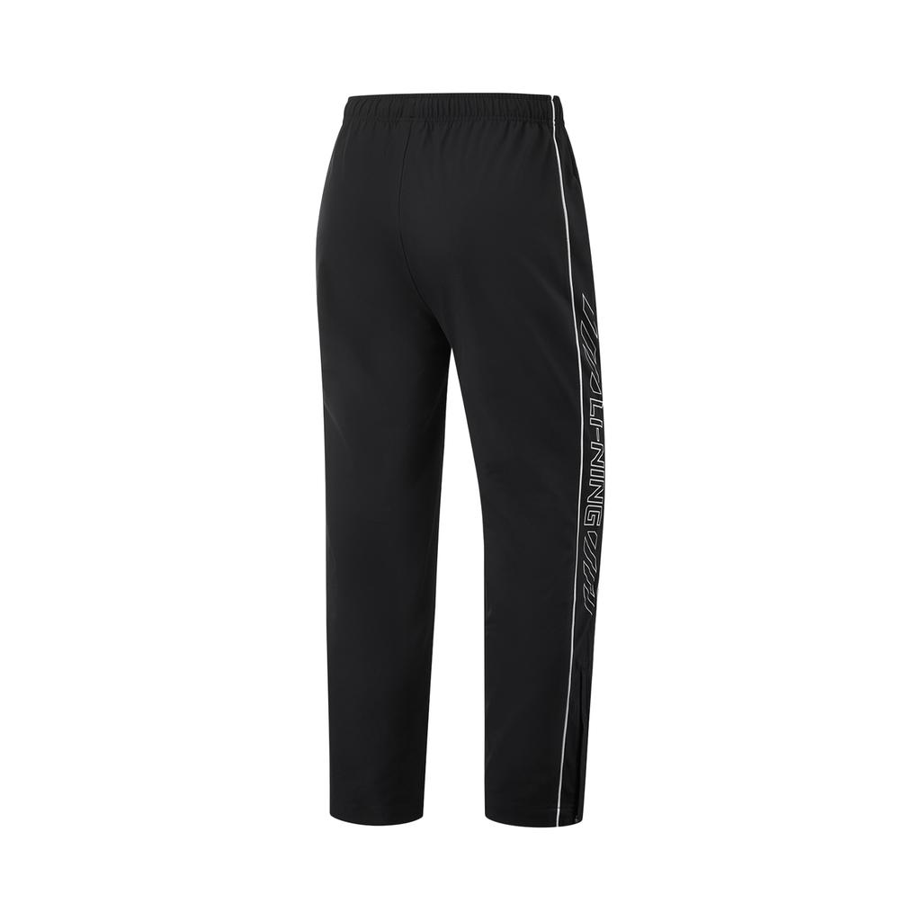 Li Ning Spring Straight Leg Woven Knitted Sports Pants Women Bottoms Black AYKV328-1